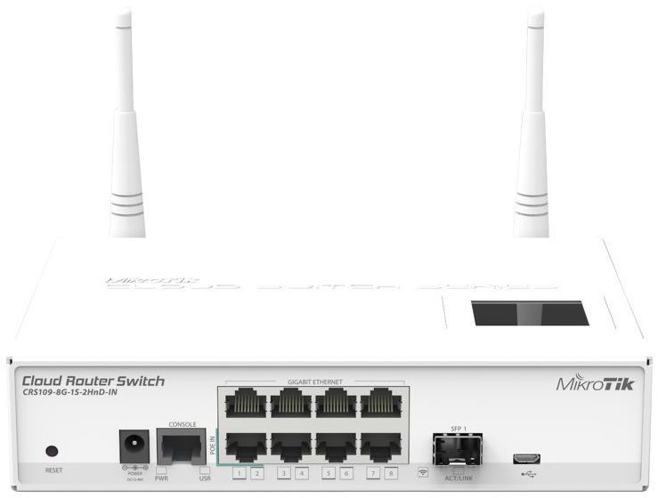 Switch Mikrotik (CRS109-8G-1S-2HnD-IN) Cloud Router Switch, управляемый 3-го уровня, стоечный RTL
