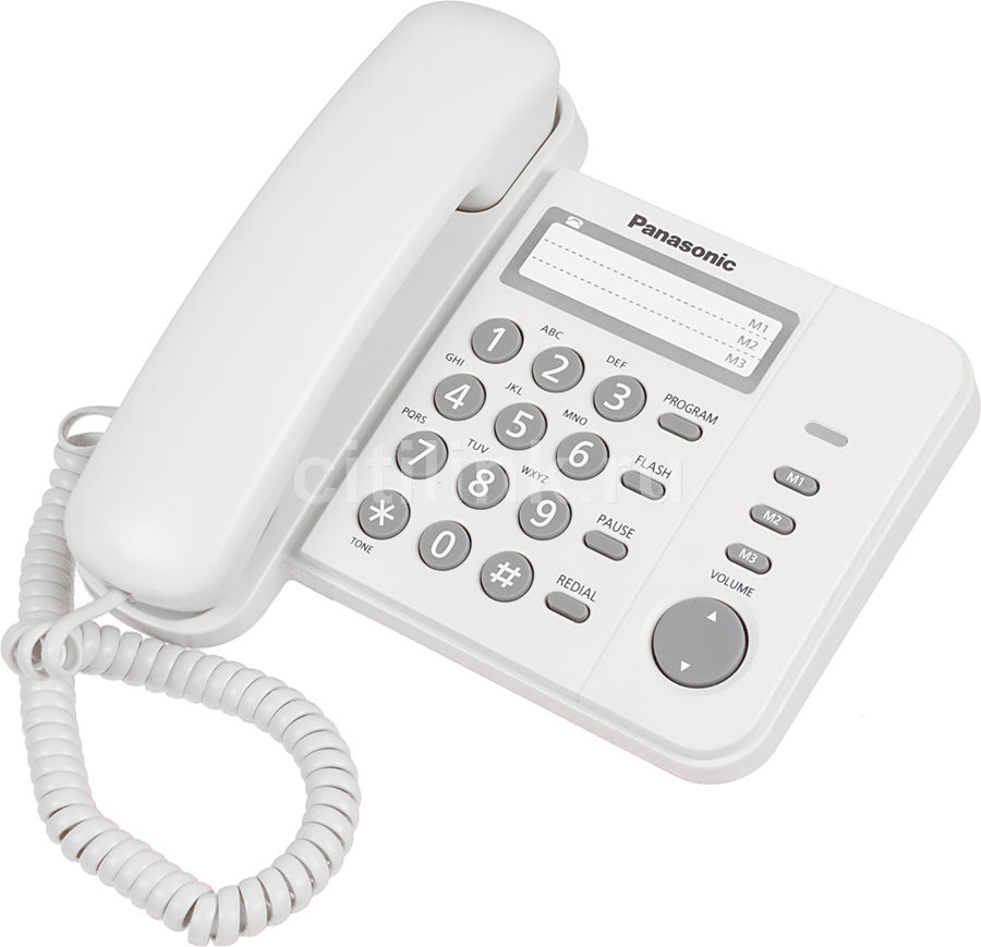 Телефон проводной Panasonic KX-TS2352RUW, White