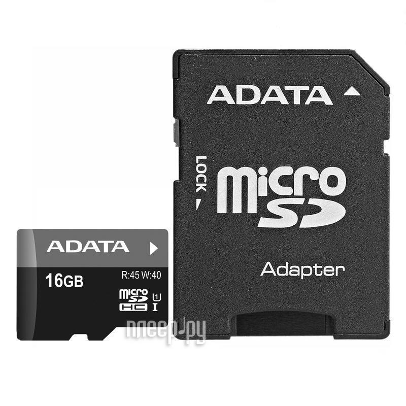 Micro SD 16 Gb A-Data (AUSDH16GUICL10-RA1) Class 10 UHS-I U1 + SD-adapter RTL