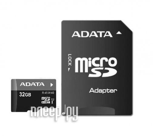 Micro SD 32 Gb A-Data (AUSDH32GUICL10-RA1) Class 10 UHS-I U1 + SD-adapter RTL