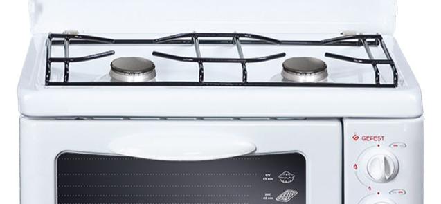 Мини-печь GEFEST ПГ100 (Газовая двухгорелочная плита с духовкой. Термоуказатель. Двойное стекло дверцы духовки. Фигурная решетка. Фиксированное положение "малое пламя". Термостойкое эмалированное покрытие стола. Регулировочные ножки. Газ-контроль духовки. Крышка стола. Цвет: белый.)