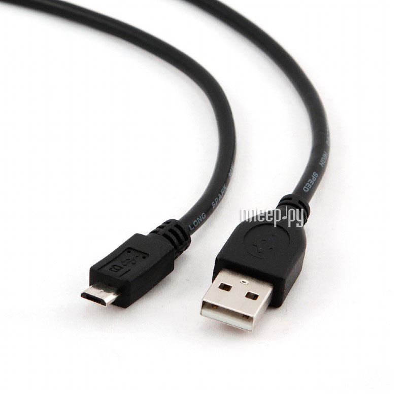 Кабель USB 2.0 A-microB 0.3m Gembird Pro (CCP-mUSB2-AMBM-0.3M) экран, черный, пакет