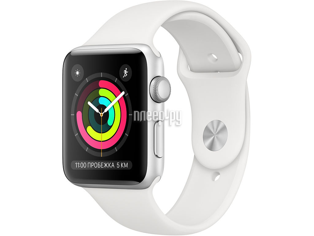 Умные часы Apple Watch Series 3 GPS, 42mm Silver Aluminium Case with White Sport Band MTF22RU/A
