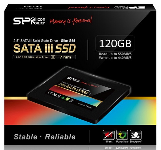 Уцен. SSD 2,5" SATA-III Silicon Power 120Gb Slim S55 (SP120GBSS3S55S25) (MLC, 475/556 Mb/s, 78000 IOPS)