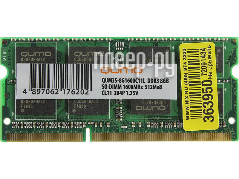SO-DIMM DDR III 8192MB PC-12800 1600Mhz QUMO (QUM3S-8G1600C11L)