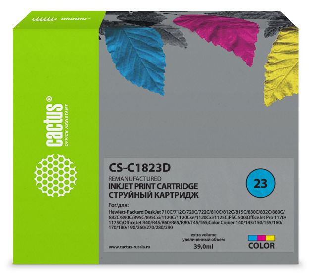 Картридж Cactus CS-C1823D, №23, голубой / пурпурный / желтый