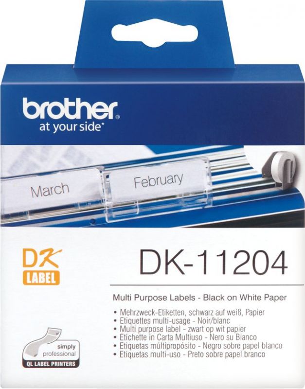 Картридж Brother DK11204, черный шрифт, белый [dk11204 ]