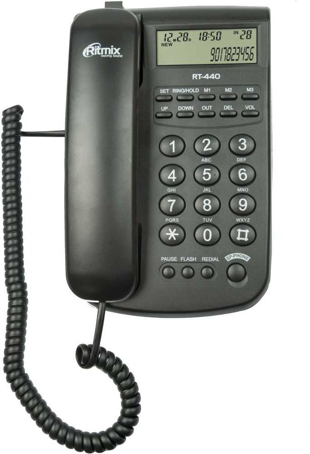 Телефон проводной RITMIX RT-440 Black RTL