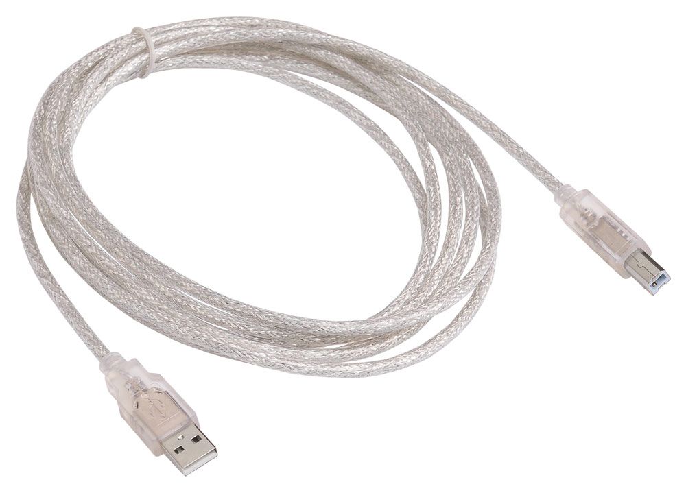 Кабель USB2.0 Buro USB2.0-AM/BM-3-TRANS A(m)/B(m) (3м) /прозрач.