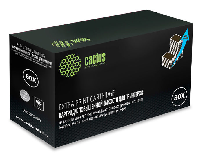 Картридж Cactus CS-CF280X-MPS черный (13000стр.) для HP LJ Pro 400/M401/M425 CS-CF280X-MPS