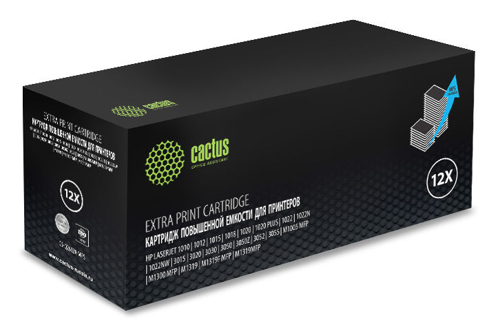 Картридж Cactus CS-Q2612X-MPS черный (3000стр.) для HP LJ 1010/1012/1015/1018/1020 CS-Q2612X-MPS