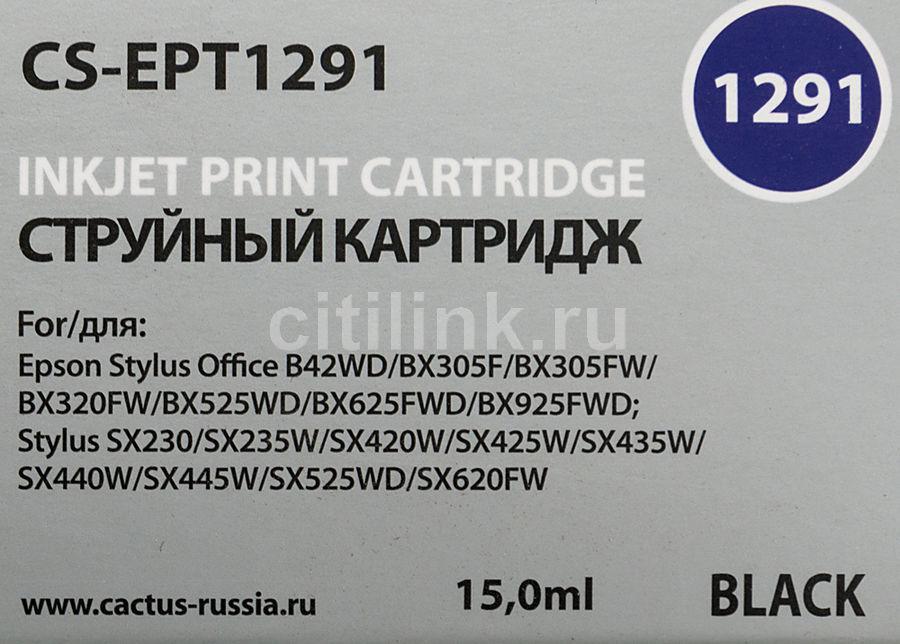 Картридж Cactus CS-EPT1291 черный для Epson Stylus Office B42/BX305/BX305F (15ml) CS-EPT1291