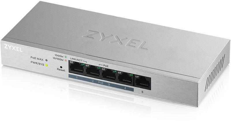 Switch ZyXEL GS1200-5HP V2 5 Port Gigabit PoE+ webmanaged Switch 4x PoE 60 Watt (GS1200-5HPV2-EU0101F)