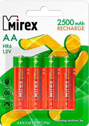 Аккумулятор Mirex HR6 / AA 2500mAh 1,2V 4 шт (4/40/200), блистер HR6-25-E4