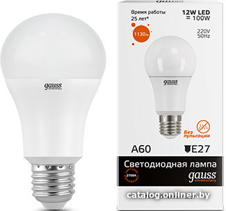 Лампа светодиодная Gauss Elementary E27 A60 12W 1130Lm 3000K 23212