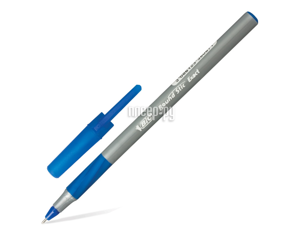 Ручка шариковая Bic Round Stic Exact 0.8mm корпус Grey, стержень Blue 918543