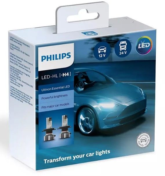 Автомобильная лампочка Philips Ultinon Essential H4 LED 6500K (2 штуки) 11342UE2X2