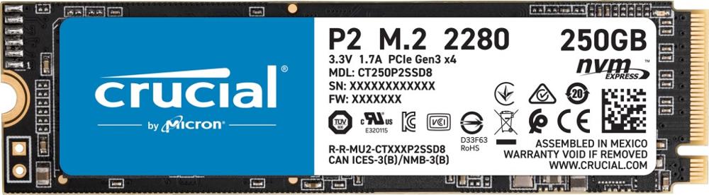 SSD M.2 Crucial 250Gb P2 
 CT250P2SSD8