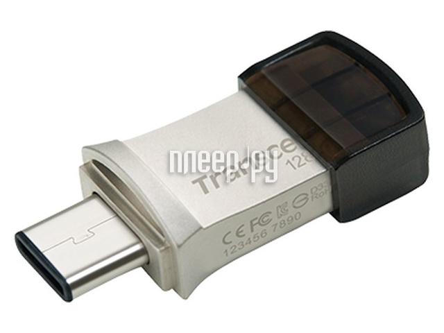 128 Gb USB3.1 Transcend JetFlash 890S (TS128GJF890S) +USB Type-C, Silver