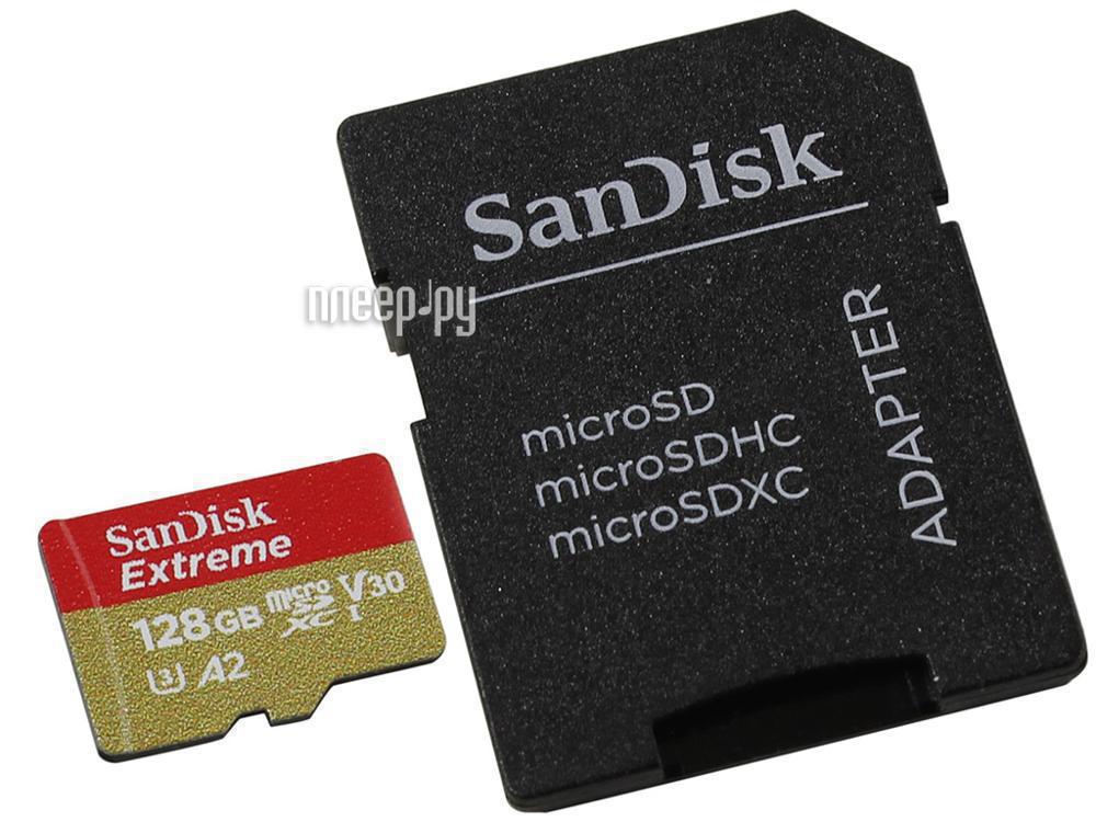 Micro SD 128 Gb SanDisk Extreme Class10 SDSQXA1-128G-GN6AA + adapter