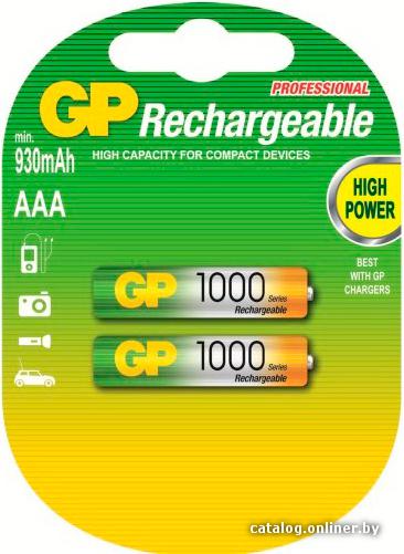 Аккумуляторы GP AAA 1000mAh 2 шт. [100AAAHC]