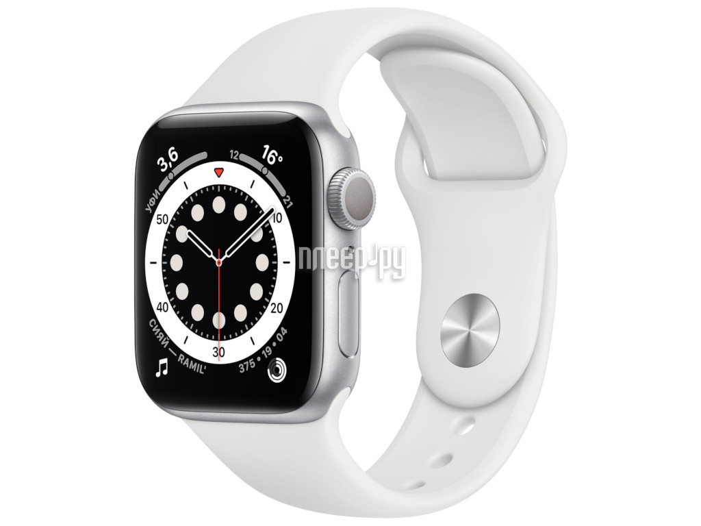 Умные часы Apple Watch Series 6 40mm серебристый / белый MG283RU/A