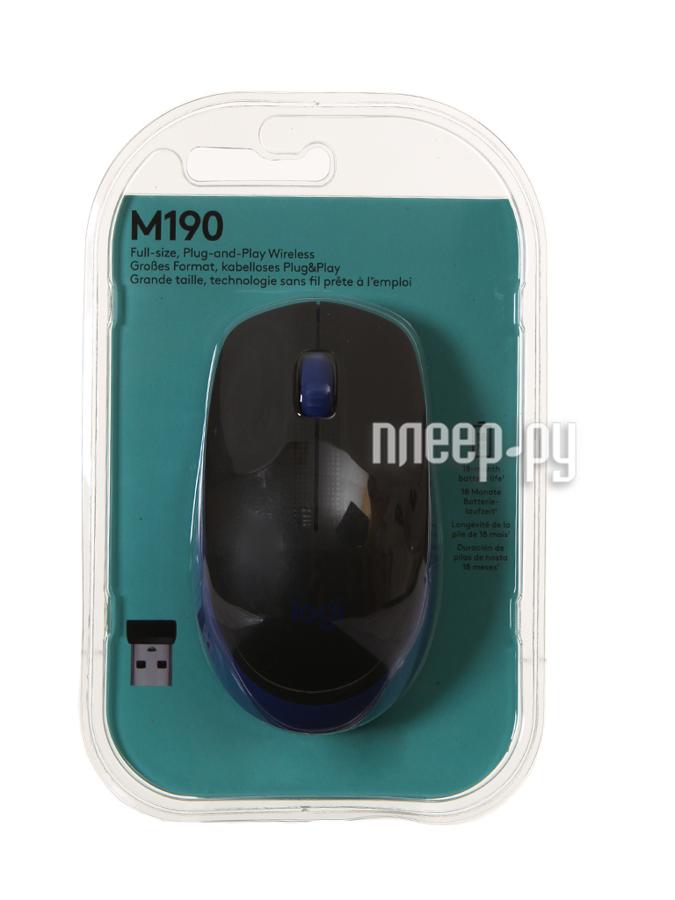 Mouse Wireless Logitech M190 Black-Blue (910-005907)
