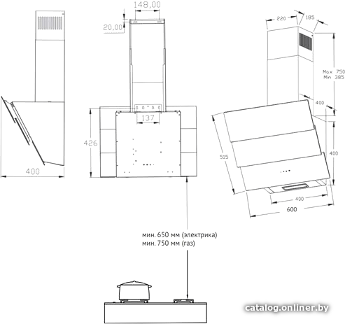 Кухонная вытяжка Korting KHC 68073 GW