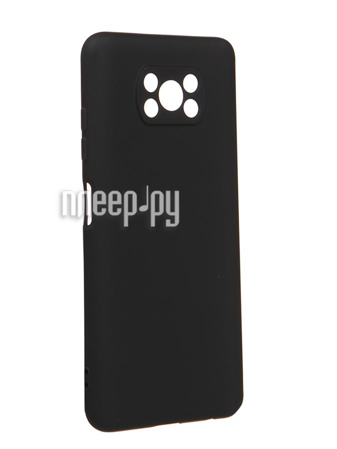 Чехол DF для Xiaomi Poco X3 Silicone Black poOriginal-02