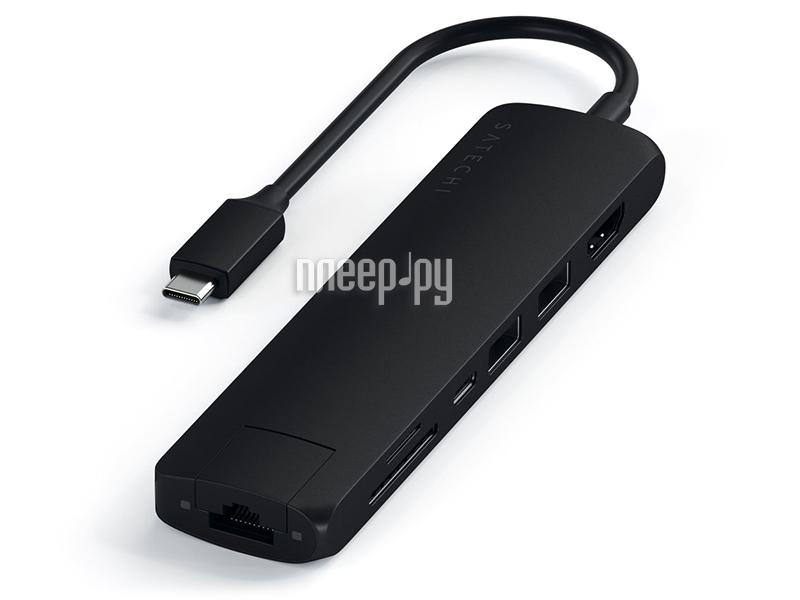 USB HUB Satechi Type-C Slim Multiport Ethernet Adapter Black ST-UCSMA3K