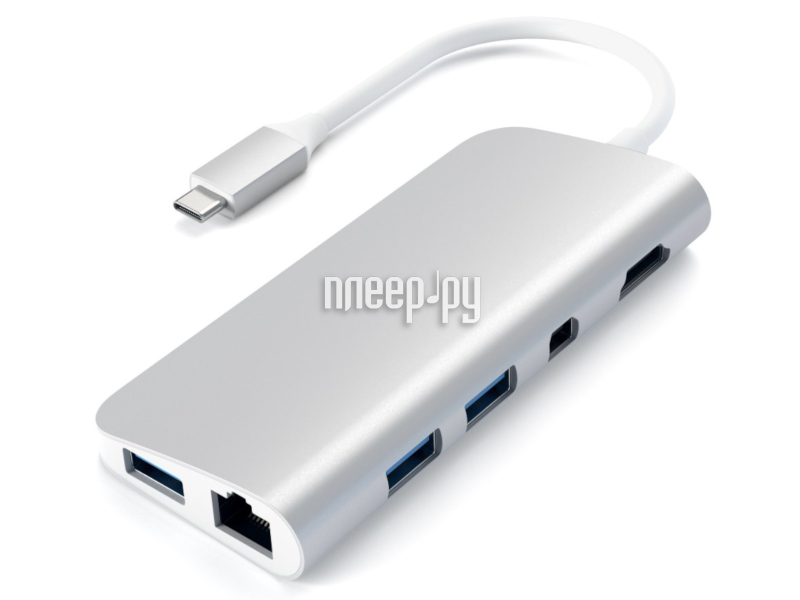 USB HUB Satechi Aluminum Type-C Multimedia Adapter Silver ST-TCMM8PAS