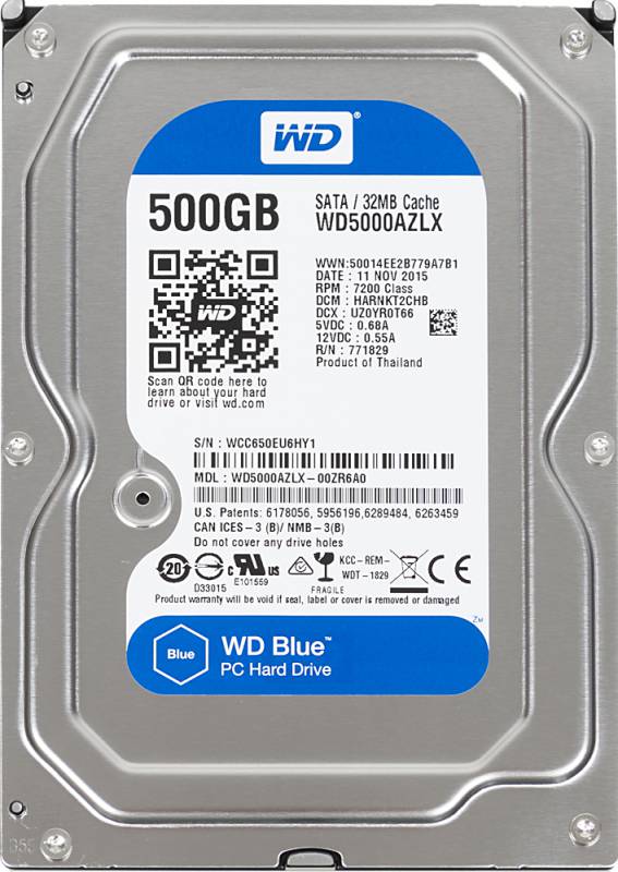HDD 3.5" SATA-III WD 500GB Blue (WD5000AZLX) 7200RPM 32Mb 6Gb/s