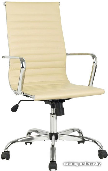Кресло офисное COLLEGE H-966L-1, бежевый, кожа, 120 кг, подлокотники кожа/хром, крестовина хром, (ШxГxВ), см 58x63x103-111