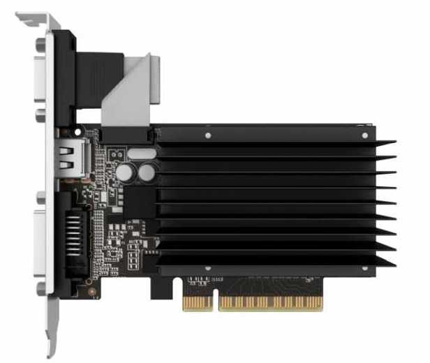 NVIDIA GeForce Palit GT710 (NEAT7100HD46-2080H) 2048MB DDR3 (64bit, радиатор, 954/1600MHz) miniHDMI, DVI, VGA, RTL