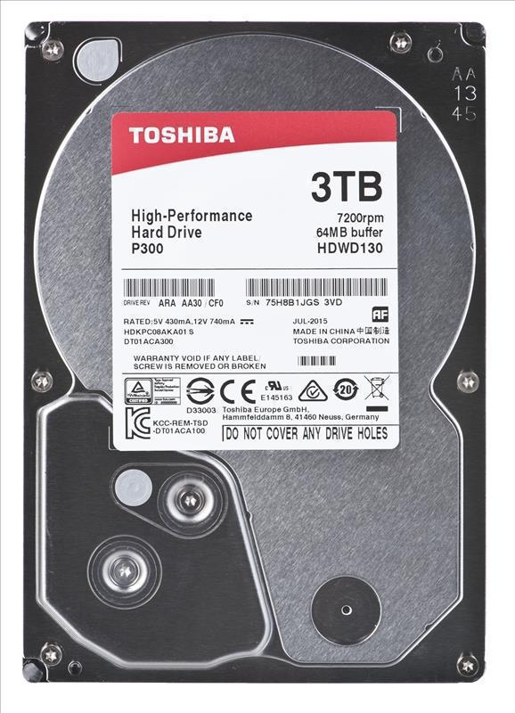 HDD 3.5" SATA-III Toshiba 3TB P300 (HDWD130UZSVA) 7200RPM 64Mb 6Gb/s