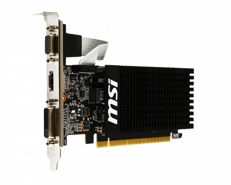 NVIDIA GeForce MSI GT710 (GT 710 2GD3H LP) 2GB DDR3 (64bit, Радиатор, 954/1600MHz) HDMI, DVI, VGA RTL