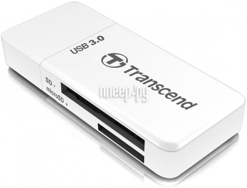 Card reader внешний Transcend TS-RDF5W SD/SDHC/SDXC/MicroSD/microSDHC USB 3.0 White RTL