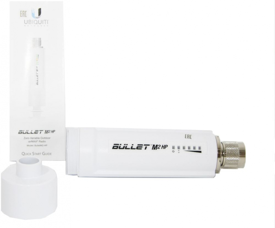 Точка доступа Ubiquiti Bullet M2 Hi Power (BulletM2-HP, WiFi 100Мбит/сек. + 1 порт LAN 100Мбит/сек.) RTL