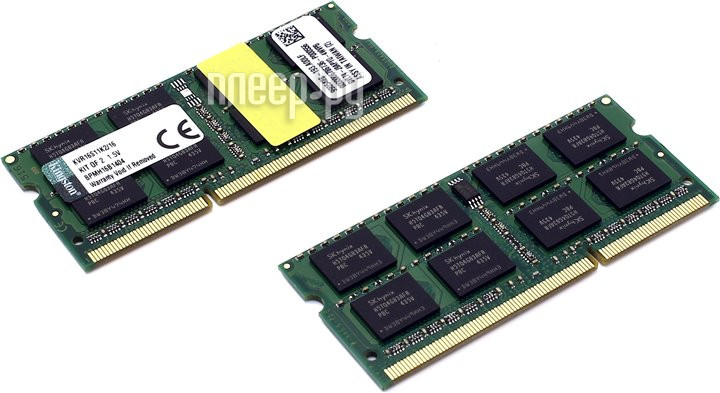 SO-DIMM DDR III 16384MB KITof2 PC-12800 1600Mhz Kingston ValueRAM (KVR16S11K2/16) 1.5V CL11 11-11-11