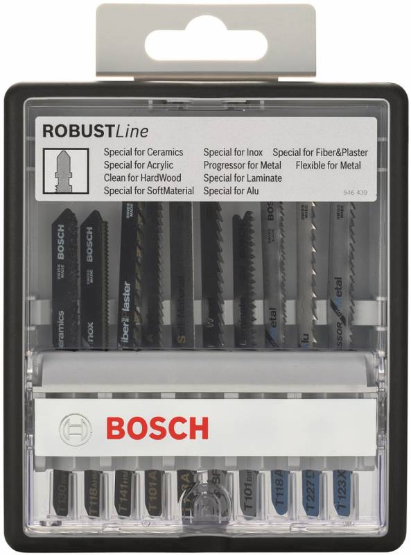 Оснастка к лобзику – набор Bosch Robust Line 2607010574, 10 предметов, универсальный