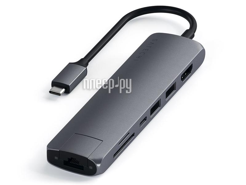 USB HUB Satechi Type-C Slim Multiport Ethernet Adapter Space Grey ST-UCSMA3M