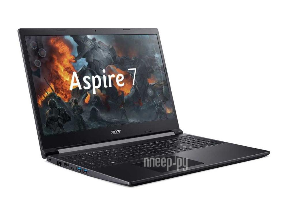 Ноутбук Acer Aspire 7 A715-75G-71J8 Core i7 10750H/16Gb/SSD512Gb/NVIDIA GeForce GTX 1650 Ti 4Gb/15.6"/IPS/FHD (1920x1080)/Eshell/black/WiFi/BT/Cam NH.Q9AER.003