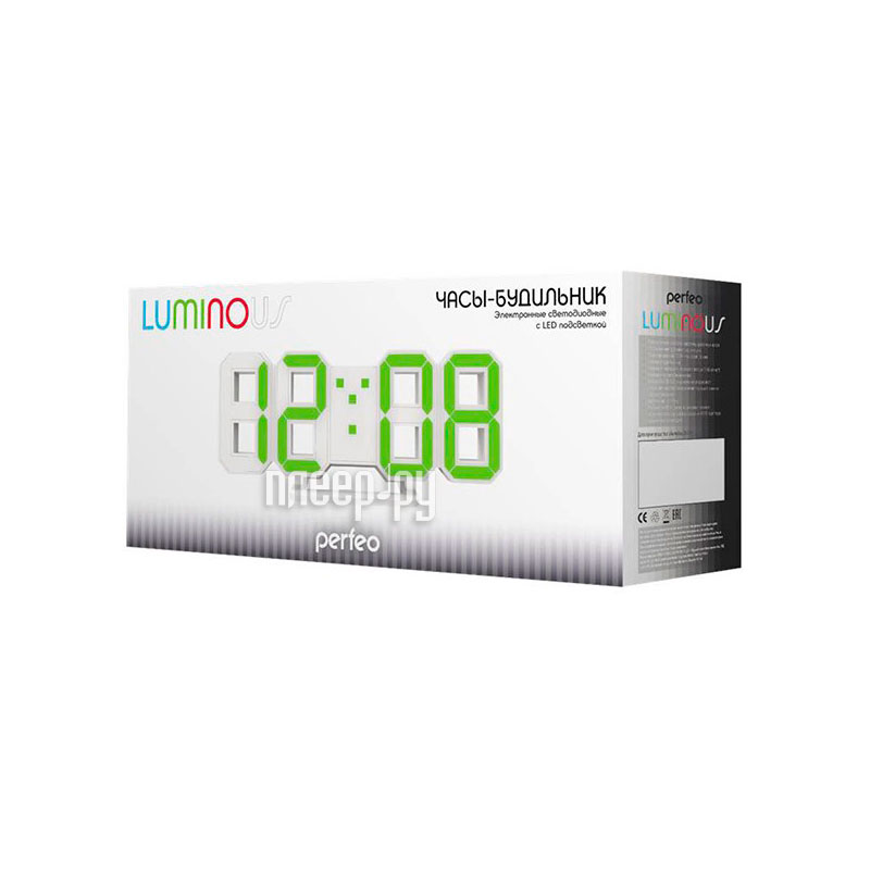 Настольные часы Perfeo Luminous PF-663 White-Green