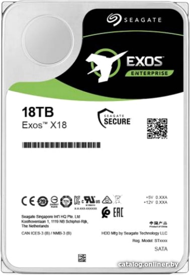 HDD 3.5" SATA-III Seagate 18TB Exos X18 (ST18000NM004J) 7200RPM 256Mb 6Gb/s