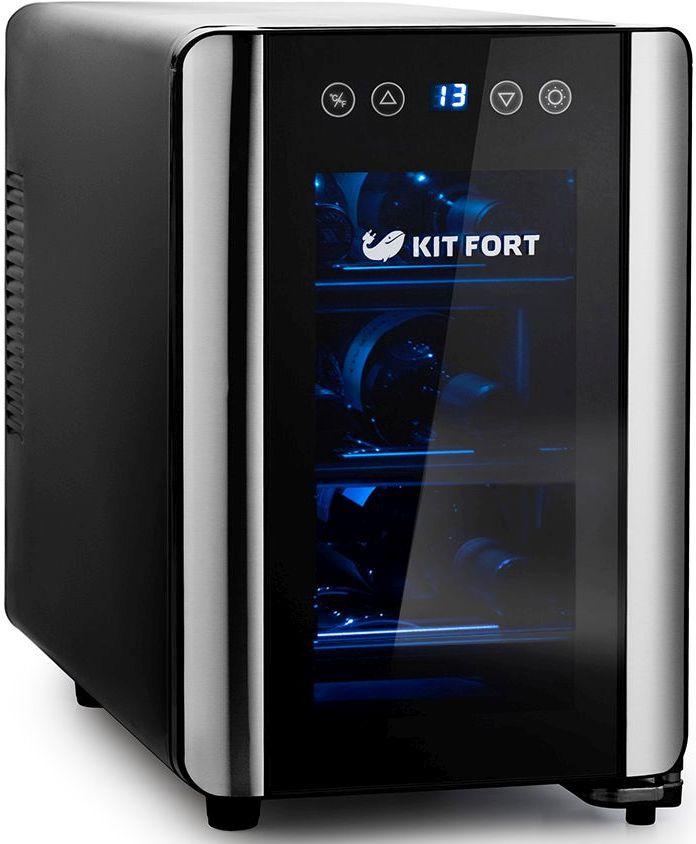 Винный шкаф Kitfort KT-2401 черный/серебристый (однокамерный)