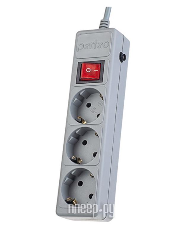 Сетевой фильтр-удлинитель Perfeo Power Plus 3 Sockets 1.8m Gray PF-PP-3/1.8-G