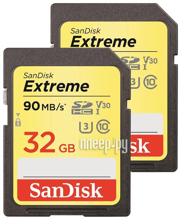 SD 32 Gb SanDisk Class 10 UHS-I Extreme SDSDXVE-032G-GNCI2 SecureDigital XC 2pack RTL