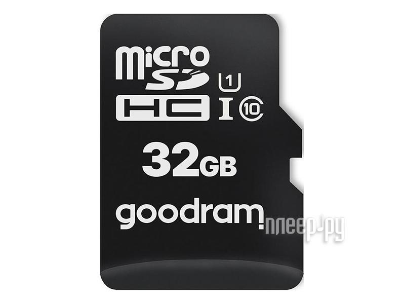 Micro SDHC 32Gb GOODRAM M1AA-0320R12, Class 10, SD adapter 32 ГБ, класс 10, UHS-I (класс U1), чтение: 100 МБ/с, запись: 10 МБ/с