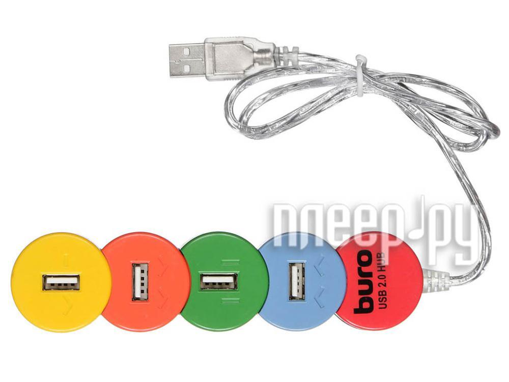 USB HUB Buro BU-HUB4-0.5-U2.0-Snake 2.0 4порт. разноцветный