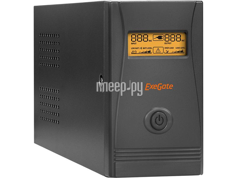 Источник бесперебойного питания ExeGate EP285478RUS Power Smart ULB-850.LCD.AVR.EURO.RJ.USB 850VA/480W, LCD, AVR, RJ45/11, USB, Black